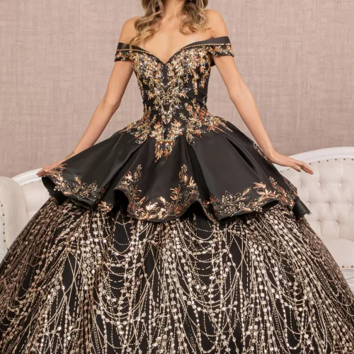 gl3098-black-gold-1-floor-length-quinceanera-mesh-satin-beads-jewel-glitter-corset-covered-cut-away-shoulder-v-neck-ball-gown-two-piece