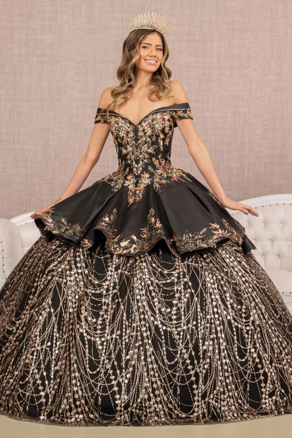 gl3098-black-gold-1-floor-length-quinceanera-mesh-satin-beads-jewel-glitter-corset-covered-cut-away-shoulder-v-neck-ball-gown-two-piece