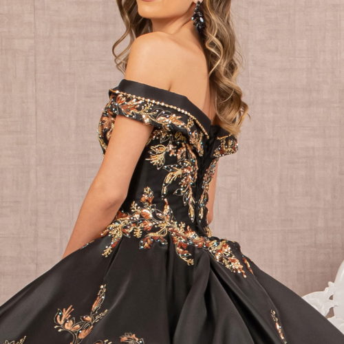 gl3098-black-gold-d2-floor-length-quinceanera-mesh-satin-beads-jewel-glitter-corset-covered-cut-away-shoulder-v-neck-ball-gown-two-piece