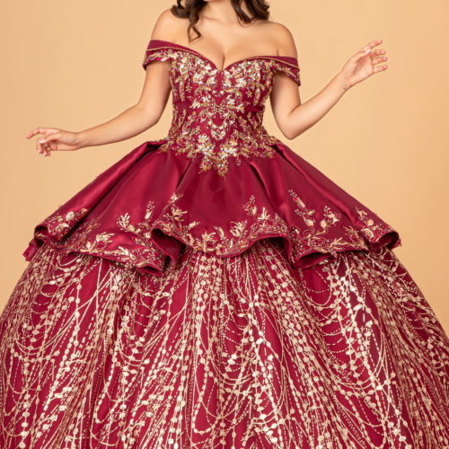 maroon ball gown with crown