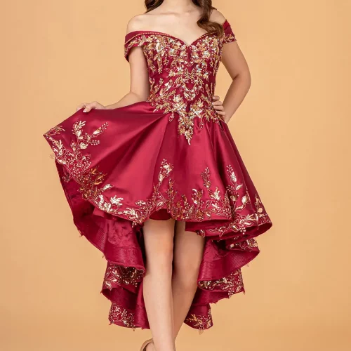 gl3098-burgundy-gold-4-floor-length-quinceanera-mesh-satin-beads-jewel-glitter-corset-covered-cut-away-shoulder-v-neck-ball-gown-two-piece