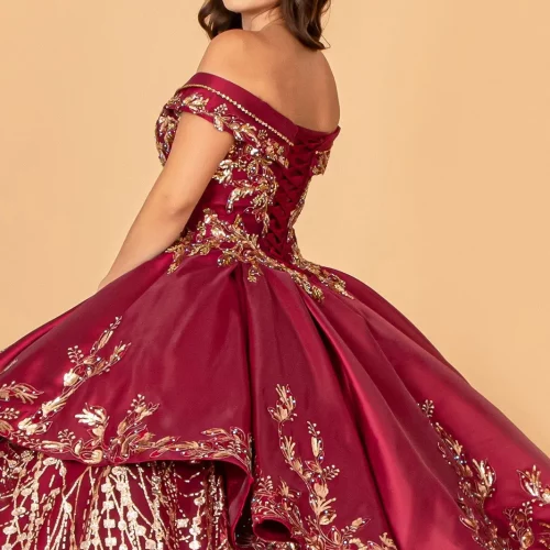 gl3098-burgundy-gold-d2-floor-length-quinceanera-mesh-satin-beads-jewel-glitter-corset-covered-cut-away-shoulder-v-neck-ball-gown-two-piece