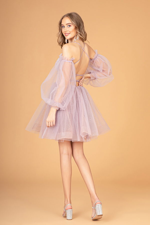 SHEER PUFF SLEEVE BABYDOLL DRESS - LIGHT PINK