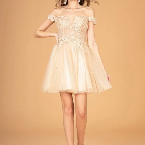 gs3096-champagne-1-short-homecoming-cocktail-mesh-applique-embroidery-glitter-sheer-open-zipper-off-shoulder-illusion-sweetheart-babydoll