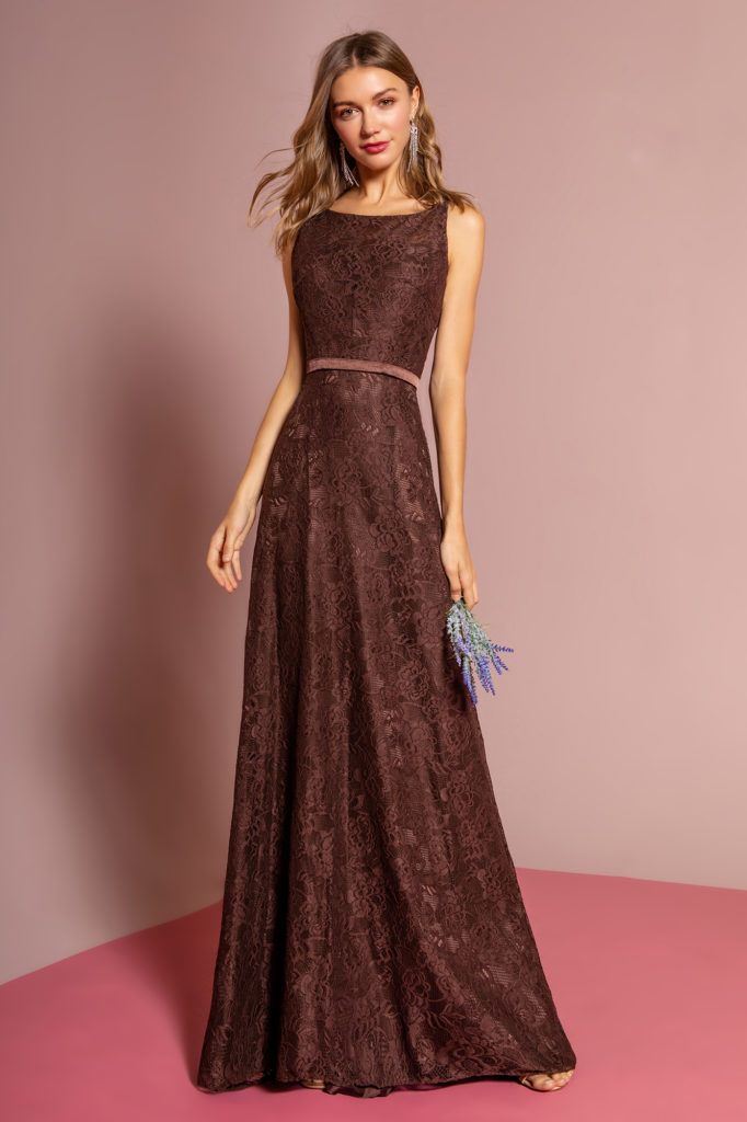 brown lace gown