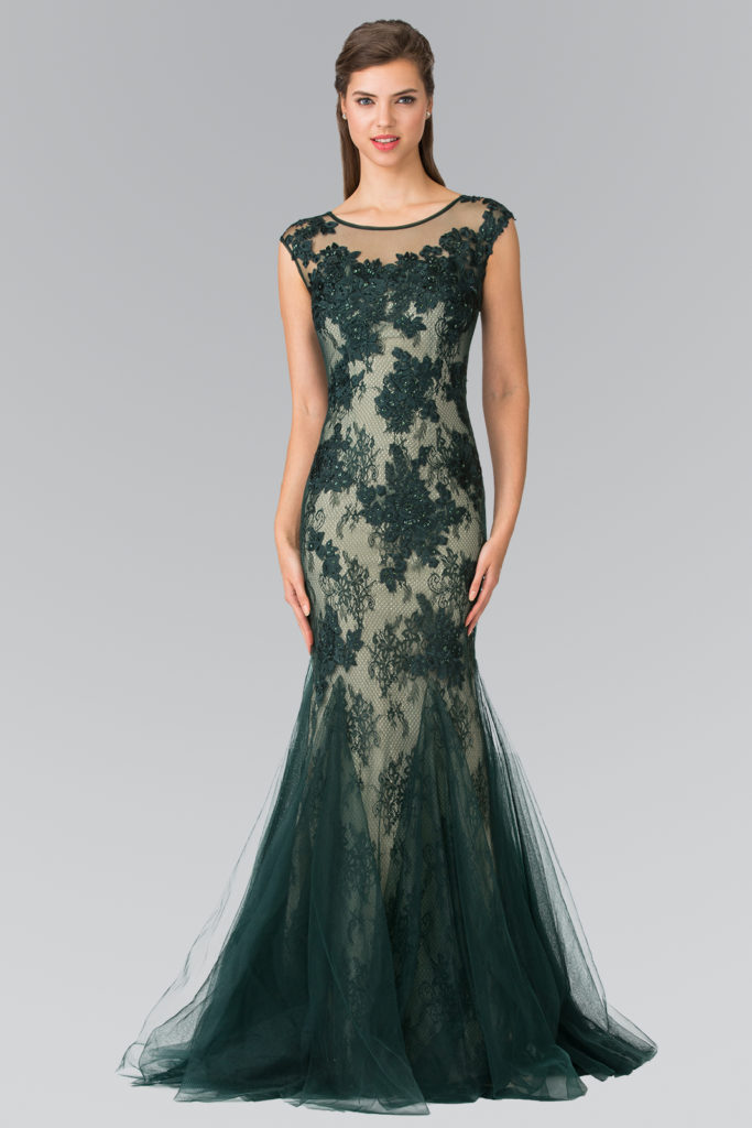green lace mother of the bride dress
