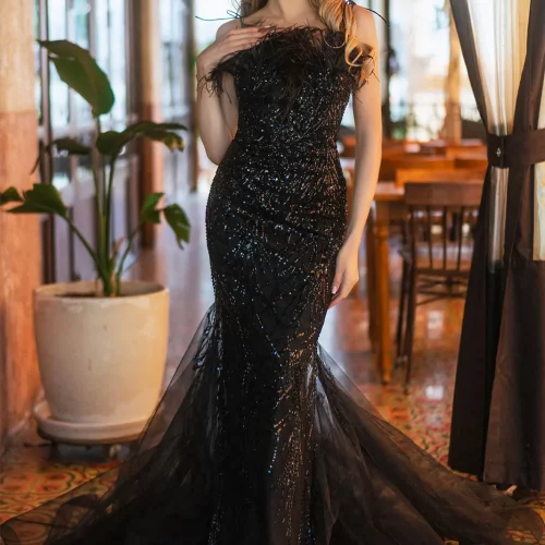 gl3117-black-3-long-prom-pageant-mesh-beads-feather-sequin-open-lace-up-zipper-spaghetti-strap-sweetheart-trumpet