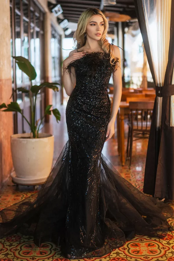 gl3117-black-3-long-prom-pageant-mesh-beads-feather-sequin-open-lace-up-zipper-spaghetti-strap-sweetheart-trumpet