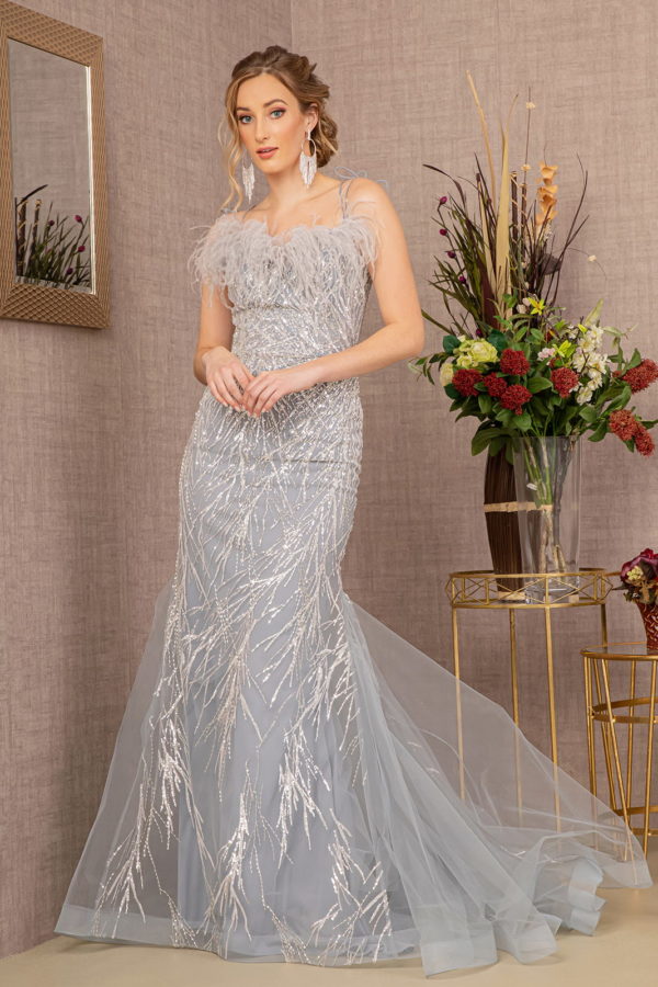 GL3117 Sequin Sweetheart Mesh Trumpet Feather | GLS