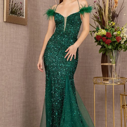 gl3130-green-1-long-prom-pageant-glitter-crepe-feather-sequin-glitter-open-lace-up-straps-zipper-spaghetti-strap-illusion-sweetheart-trumpet