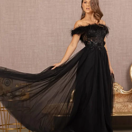 gl3138-black-3-long-prom-pageant-mesh-applique-feather-embroidery-sequin-sheer-zipper-straps-straight-across-a-line