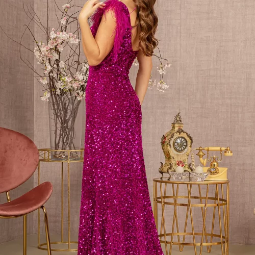 gl3154-magenta-2-tail-prom-pageant-velvet-feather-sequin-open-zipper-sleeveless-asymmetric-mermaid