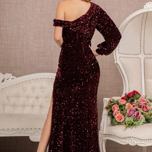 gl3159-wine-2-long-prom-pageant-mother-of-bride-gala-red-carpet-new-arrivals-velvet-sequin-open-zipper-one-shoulder-asymmetric-mermaid