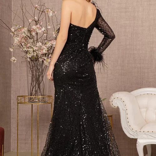 gl3160-black-2-long-prom-pageant-mother-of-bride-gala-red-carpet-new-arrivals-mesh-beads-feather-sequin-open-zipper-one-shoulder-asymmetric-mermaid