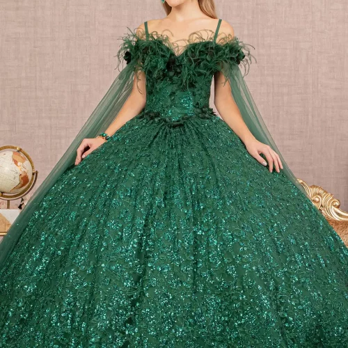 gl3169-green-1-floor-length-quinceanera-new-arrivals-lace-applique-feather-embroidery-sequin-glitter-zipper-corset-cut-away-shoulder-sweetheart-ball-gown