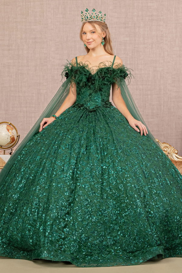 woman in green lace applique embroidery sequin dress