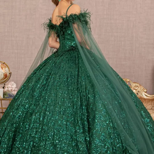 gl3169-green-2-floor-length-quinceanera-new-arrivals-lace-applique-feather-embroidery-sequin-glitter-zipper-corset-cut-away-shoulder-sweetheart-ball-gown