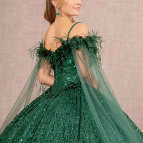 gl3169-green-d2-floor-length-quinceanera-new-arrivals-lace-applique-feather-embroidery-sequin-glitter-zipper-corset-cut-away-shoulder-sweetheart-ball-gown