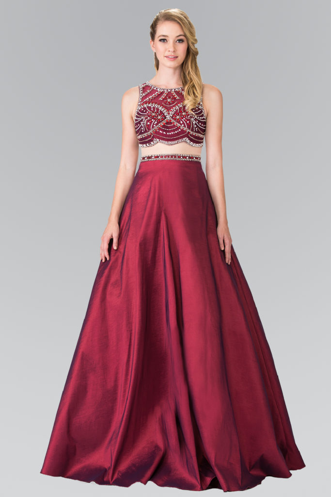 burgundy taffeta prom dress