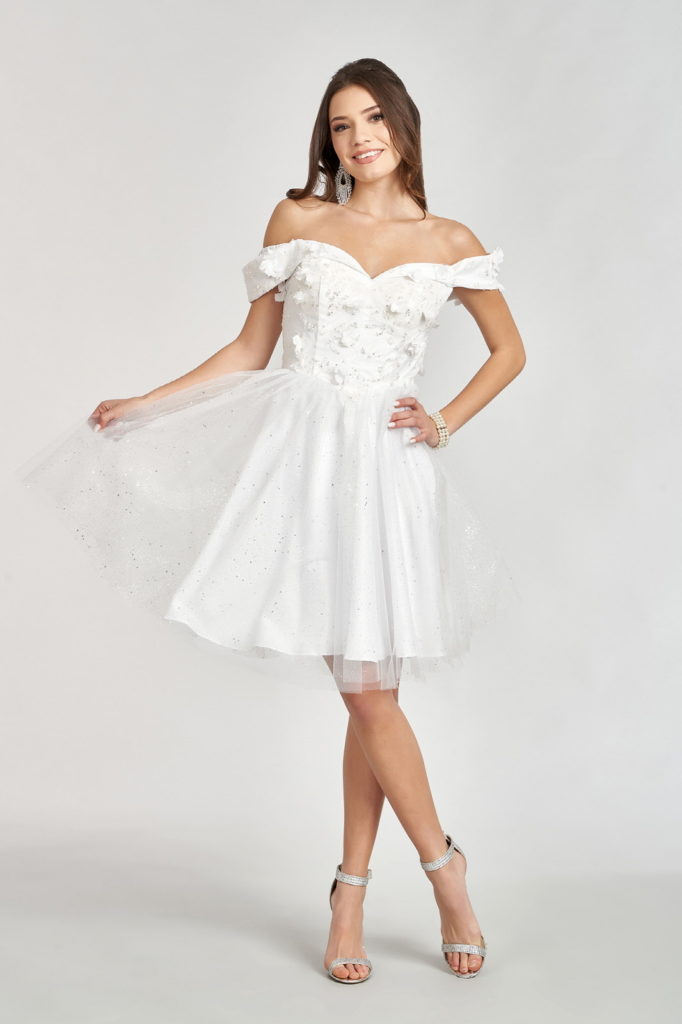 white Sweetheart dress with glitter