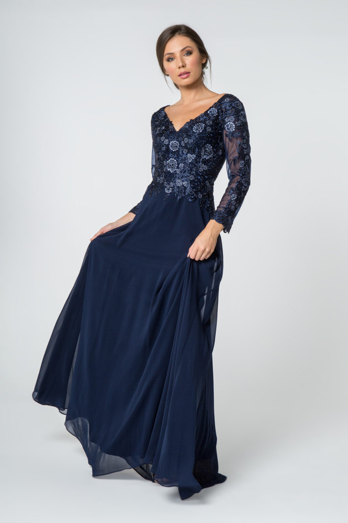 Midnight blue mother of the bride dresses best sale