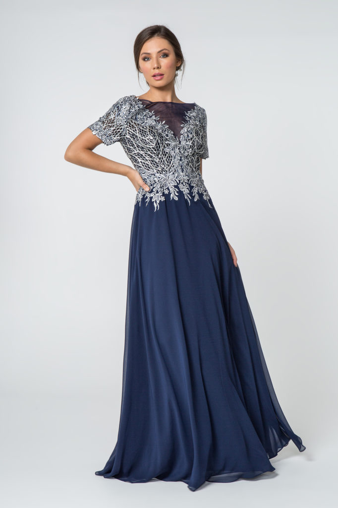 navy chiffon mother of the groom dress