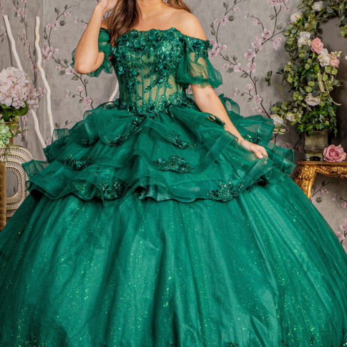 gl3180-hunter-green-1-floor-length-quinceanera-mesh-applique-sequin-glitter-sheer-zipper-corset-off-shoulder-straight-across-ball-gown-ruffle