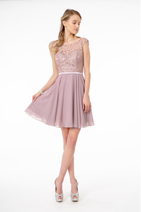 mauve chiffon short babydoll dress