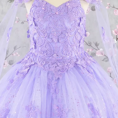 gk114-lilac-d1-tea-length-kids-mesh-applique-embroidery-sequin-glitter-open-lace-up-zipper-corset-spaghetti-strap-sweetheart-ball-gown-cape