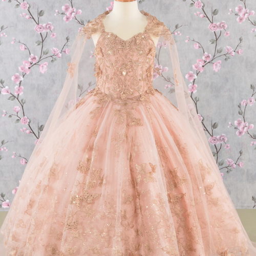 gk114-rose-gold-1-tea-length-kids-mesh-applique-embroidery-sequin-glitter-open-lace-up-zipper-corset-spaghetti-strap-sweetheart-ball-gown-cape