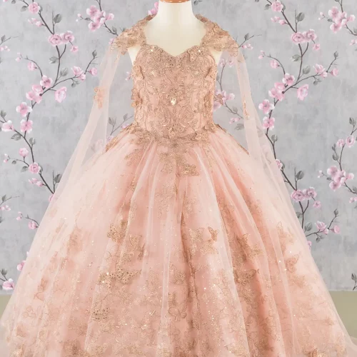 gk114-rose-gold-1-tea-length-kids-mesh-applique-embroidery-sequin-glitter-open-lace-up-zipper-corset-spaghetti-strap-sweetheart-ball-gown-cape