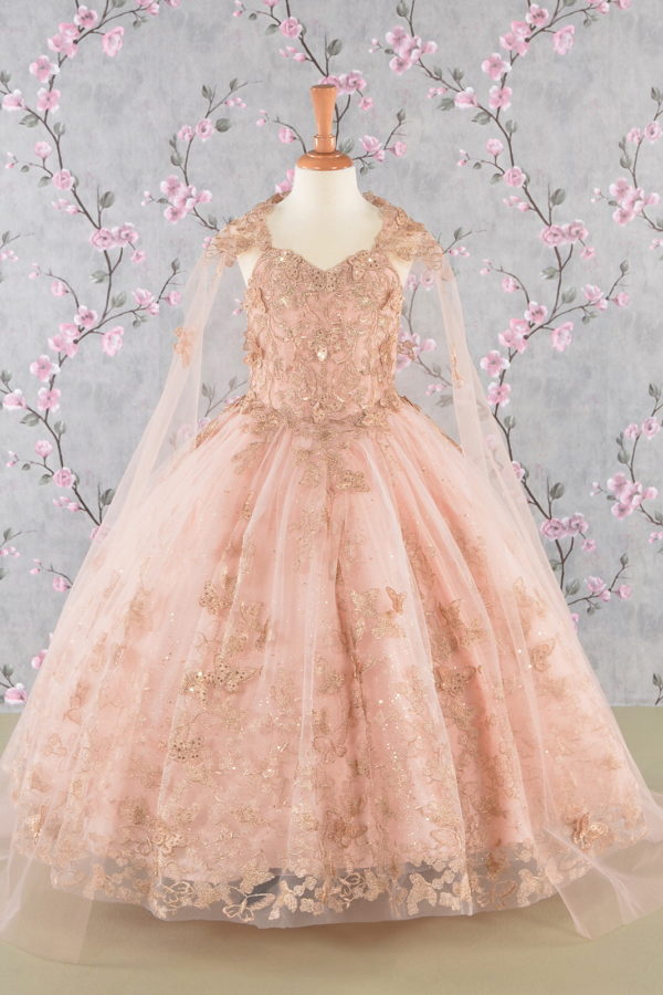 gk114-rose-gold-1-tea-length-kids-mesh-applique-embroidery-sequin-glitter-open-lace-up-zipper-corset-spaghetti-strap-sweetheart-ball-gown-cape