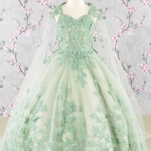 gk114-sage-1-tea-length-kids-mesh-applique-embroidery-sequin-glitter-open-lace-up-zipper-corset-spaghetti-strap-sweetheart-ball-gown-cape