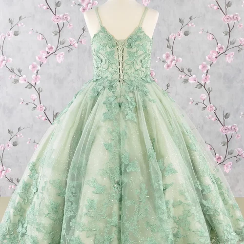 gk114-sage-4-tea-length-kids-mesh-applique-embroidery-sequin-glitter-open-lace-up-zipper-corset-spaghetti-strap-sweetheart-ball-gown-cape