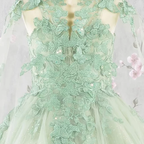 gk114-sage-d2-tea-length-kids-mesh-applique-embroidery-sequin-glitter-open-lace-up-zipper-corset-spaghetti-strap-sweetheart-ball-gown-cape