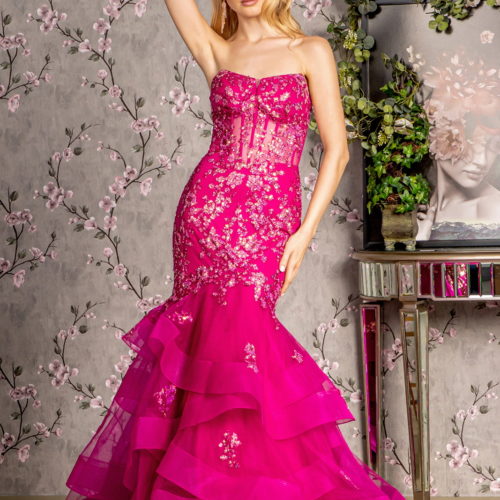 gl3216-magenta-3-long-prom-pageant-mesh-sequin-glitter-sheer-open-lace-up-zipper-corset-strapless-straight-across-trumpet-ruffle