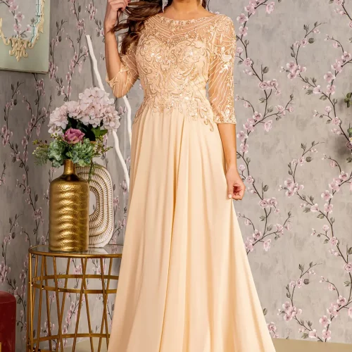 gl3446-champagne-1-long-mother-of-bride-chiffon-beads-embroidery-metallic-sequin-sheer-open-zipper-v-back-three-quarter-sleeve-sleeve-boat-neck-a-line