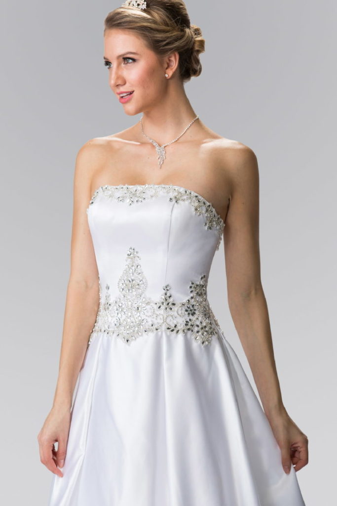 Jewels Embellished Strapless Wedding Dress