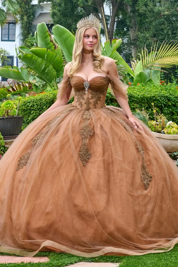 gl3502-brown-1o-floor-length-quinceanera-restock-mesh-beads-jewel-glitter-corset-cut-away-shoulder-sweetheart-ball-gown