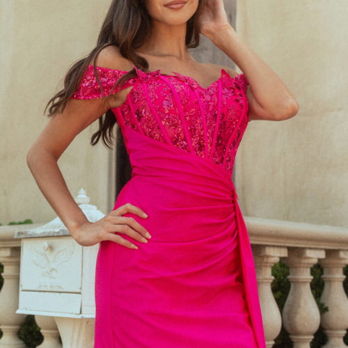 gs3509-fuchsia-1o-short-homecoming-cocktail-jersey-embroidery-sequin-glitter-zipper-cut-away-shoulder-sweetheart-bodycon