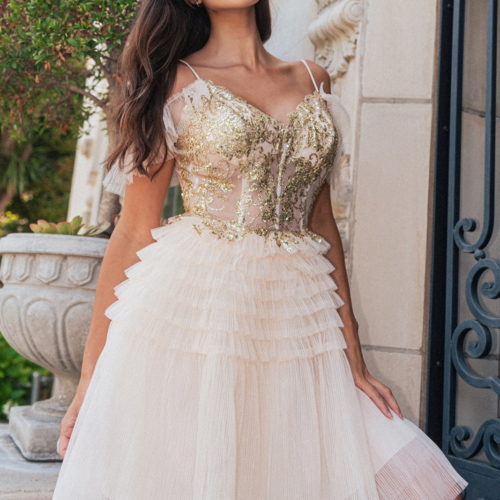 gs3511-champagne-1o-short-homecoming-cocktail-mesh-sequin-glitter-lace-up-corset-spaghetti-strap-v-neck-a-line-pleated