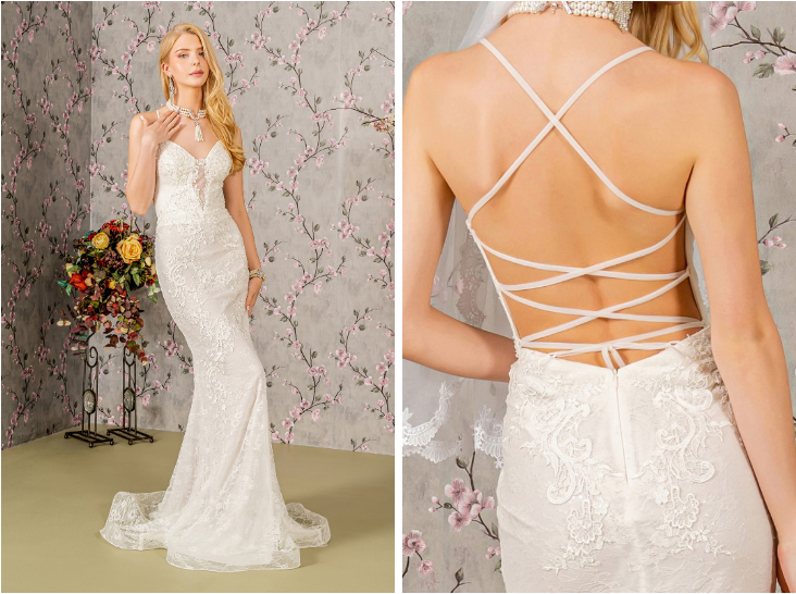 Floral Illusion Lace Mermaid Wedding Gown with Sweetheart Neckline