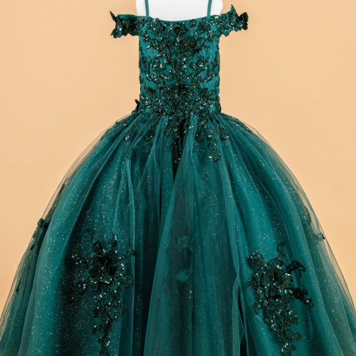 gk121-green-1o-tea-length-kids-new-arrivals-tulle-applique-embroidery-sequin-glitter-corset-cut-away-shoulder-boat-neck-ball-gown