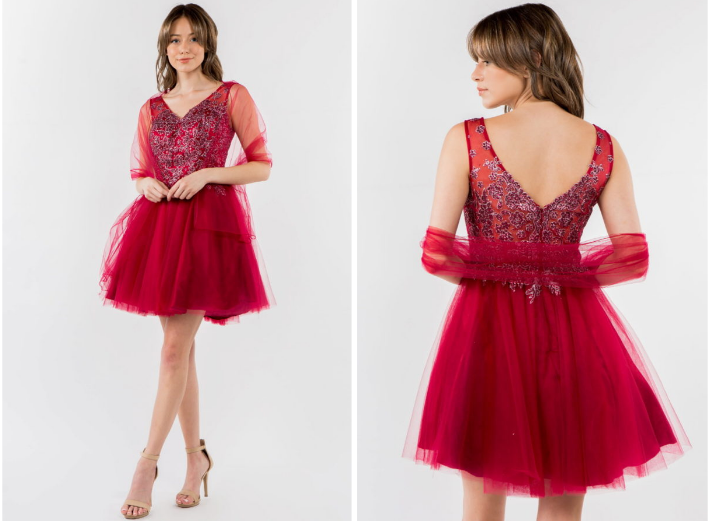 Illusion Sweetheart Neckline Satin A-line Dress with Lace-up Back