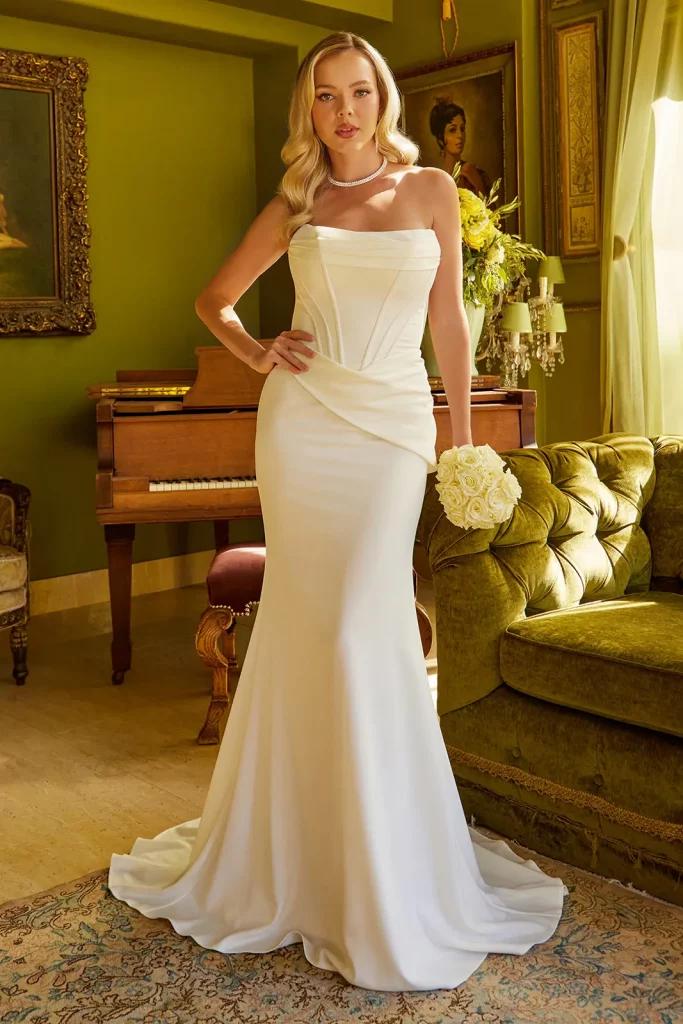 Strapless Boat-Neckline Wedding Dress