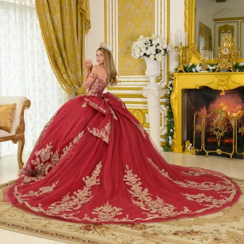 gl3673-burgundy-gold-3o-tail-quinceanera-new-arrivals-tulle-beads-embroidery-jewel-sequin-glitter-corset-off-shoulder-v-neck-ball-gown