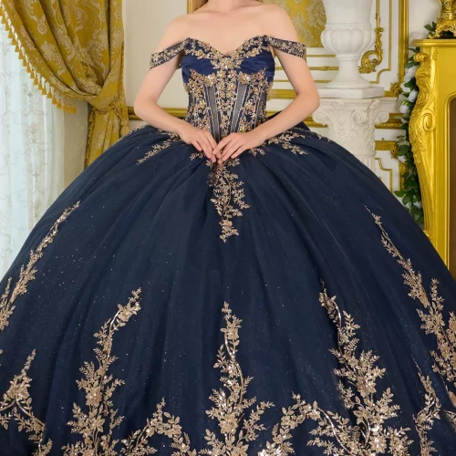 gl3674-navy-gold-1o-tail-quinceanera-new-arrivals-satin-mesh-beads-embroidery-jewel-sequin-glitter-corset-off-shoulder-v-neck-ball-gown