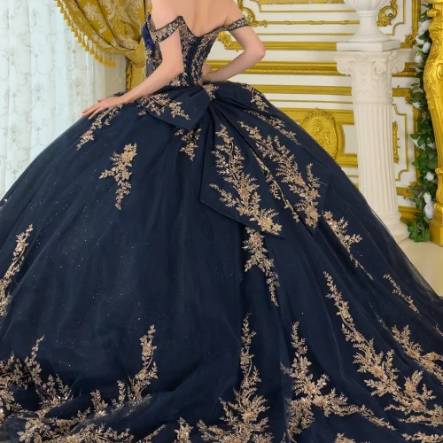 gl3674-navy-gold-3o-tail-quinceanera-new-arrivals-satin-mesh-beads-embroidery-jewel-sequin-glitter-corset-off-shoulder-v-neck-ball-gown