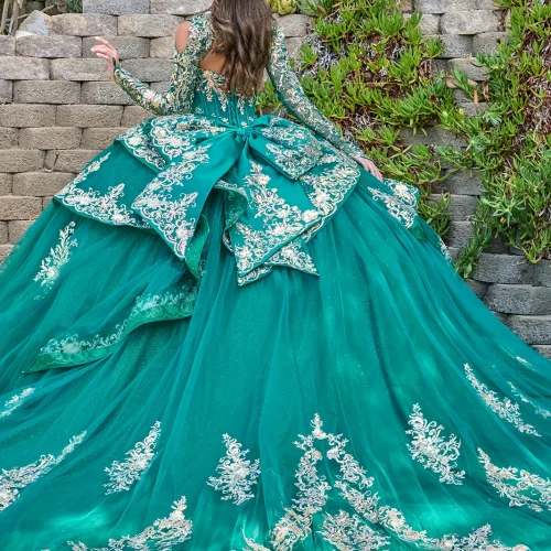 gl3800-emerald-green-2o-tail-quinceanera-new-arrivals-satin-tulle-beads-embroidery-jewel-sequin-glitter-corset-strapless-v-neck-ball-gown