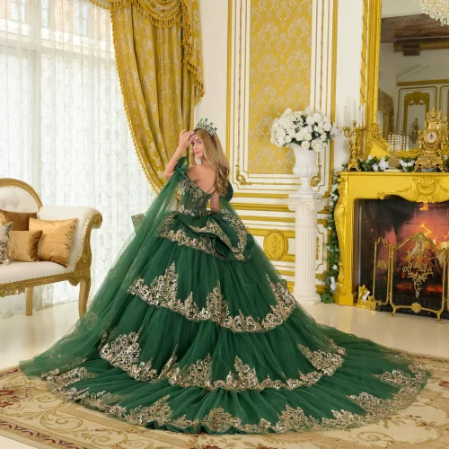 gl3801-green-3o-tail-quinceanera-new-arrivals-tulle-jewel-sequin-glitter-corset-straps-v-neck-ball-gown